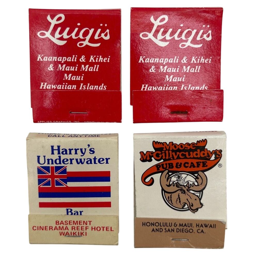 4X Matchbook Collectibles Souvenir Harry's Underwater Luigis Moose McGillycuddys